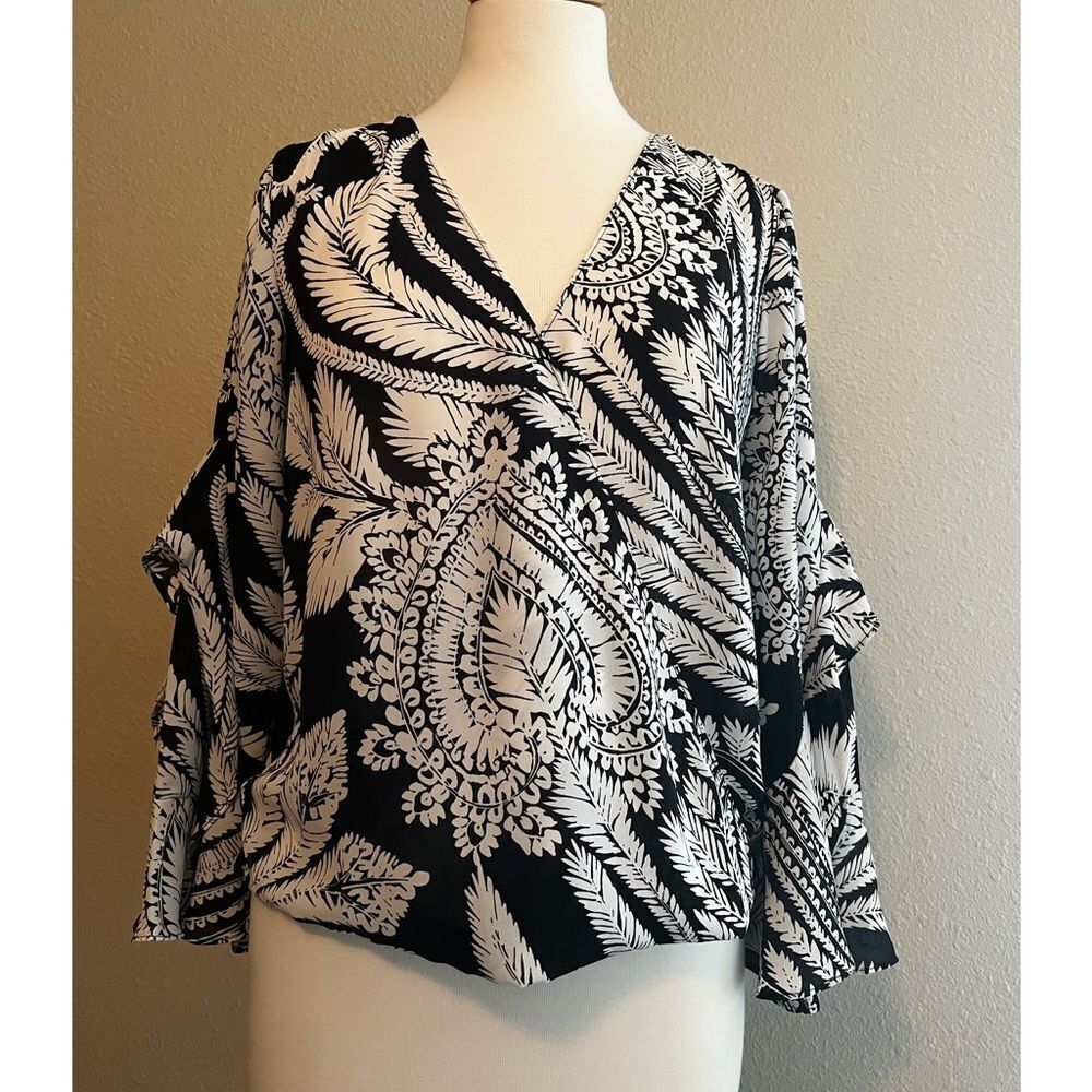 INC Paisley Black & White Blouse PS